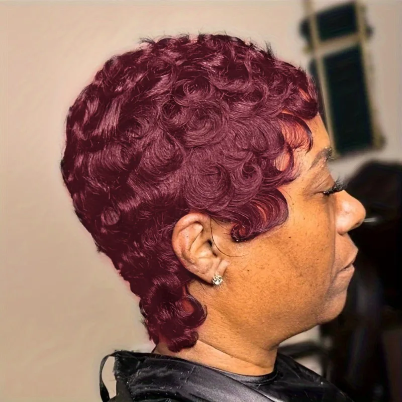 

Хэллоуин праздничный подарок парик вьющиеся короткие человеческие волосы парик полностью машинное производство парики из человеческих волос для женщин парик из стрижки волос пикси