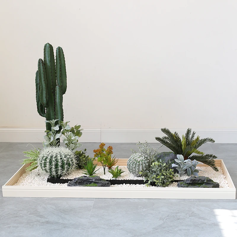 Large-scale simulated landscaping cactus set, green plant arrangement window restaurant plant decoration cactus potted