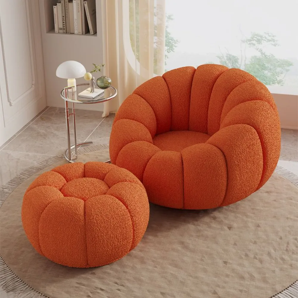 

Lazy sofa pumpkin petals curved single sofa cream wind rotatable bedroom small sofa balcony leisure chair