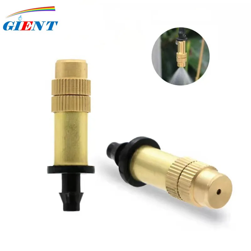 Micro Adjustable Copper Atomizing Nozzle Spray Drip Irrigation Dust Removal Mist Cooling System Connected with 4/7mm Pipe