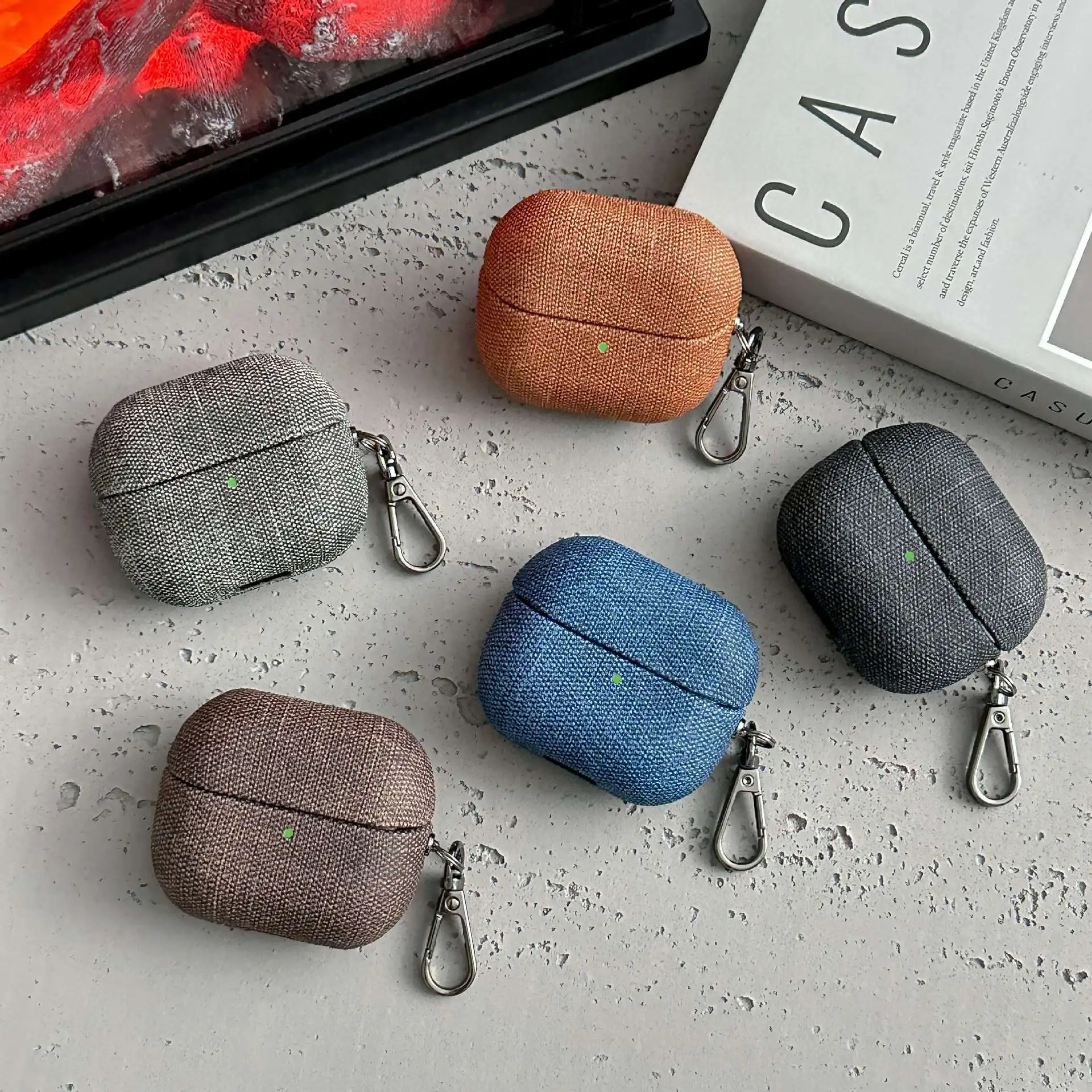 Luxury Cloth Fabric Hard Stripe With Hook Wireless Bluetooth Earphone Case For Galaxy Buds 3 Anti Drop All-inclusive Cover