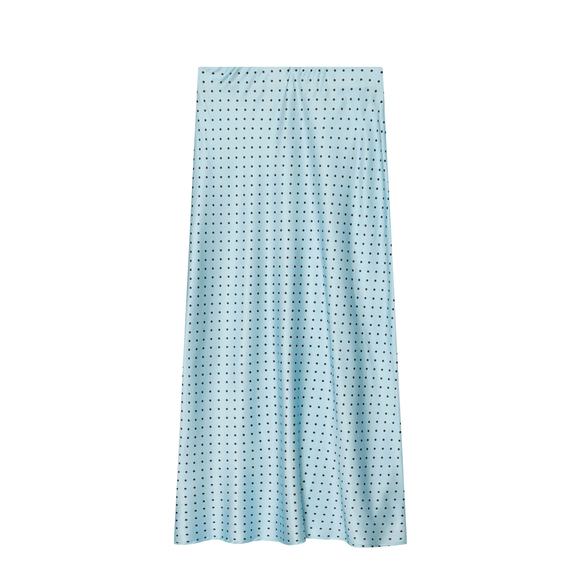 Eleganter Gepunkteter Satin-Midirock für Damen Hochgeschnittener Schicker Streetwear Sommer Neue Mode Damen Elastischer Hochbund-Rock – Detail 12