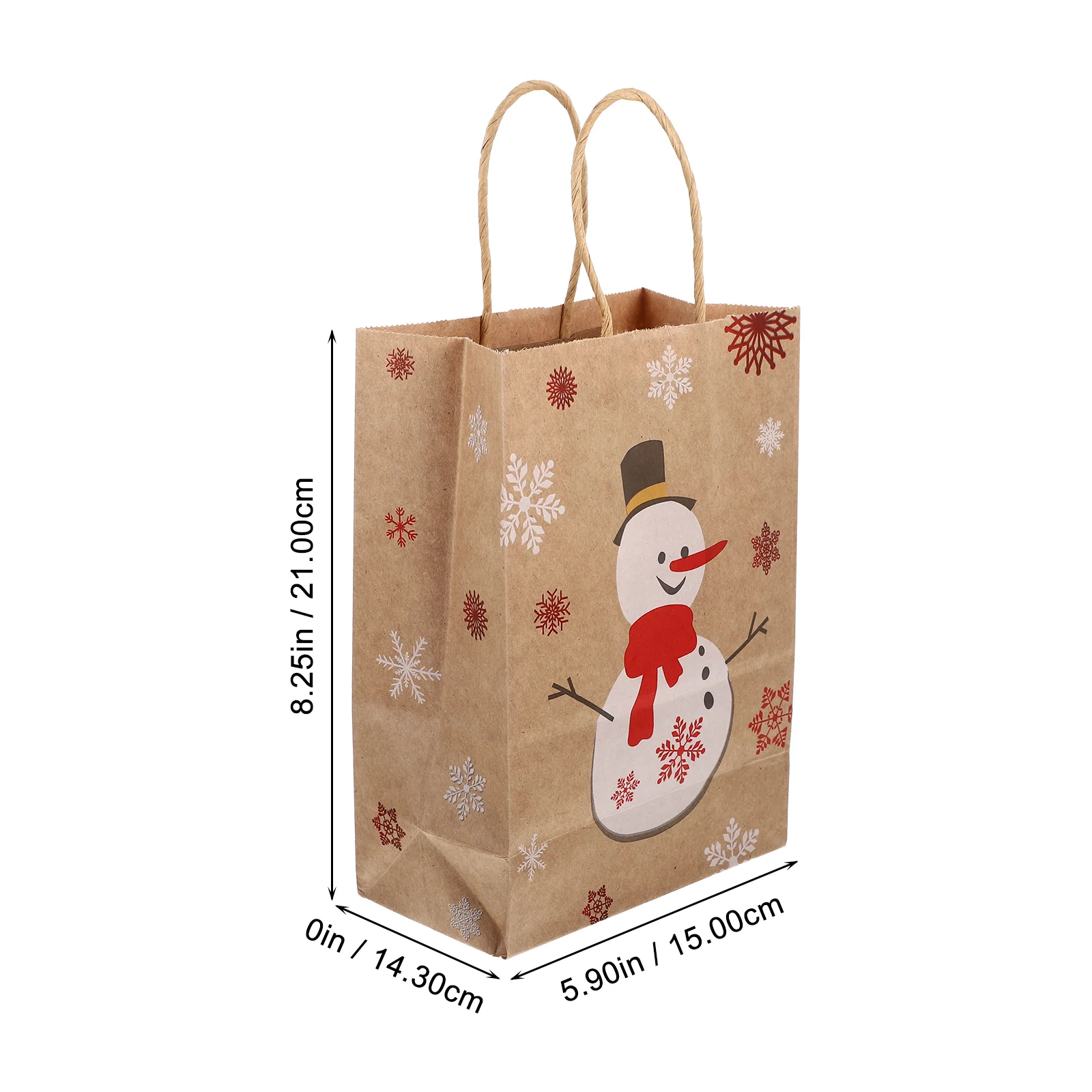 10 Pcs Christmas Bag Tote Candy Toy Gift Holiday Paper Bags Wrapping Storage for Large with Handles Father Baby Brown