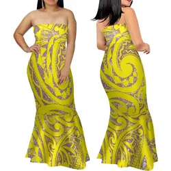 Factory Direct Sales Polynesian Customized On Demand Tube Top Fishtail Dresses Samoan Ethnic Style Personality Mermaid Dress