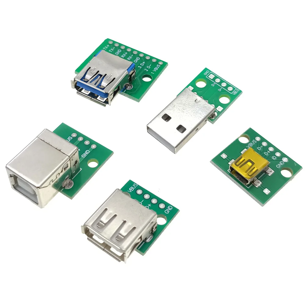 

10PCS Micro Mini USB USB A Male USB 2.0 3.0 Female USB B Connector Interface to 2.54mm DIP PCB Converter Adapter Breakout Board