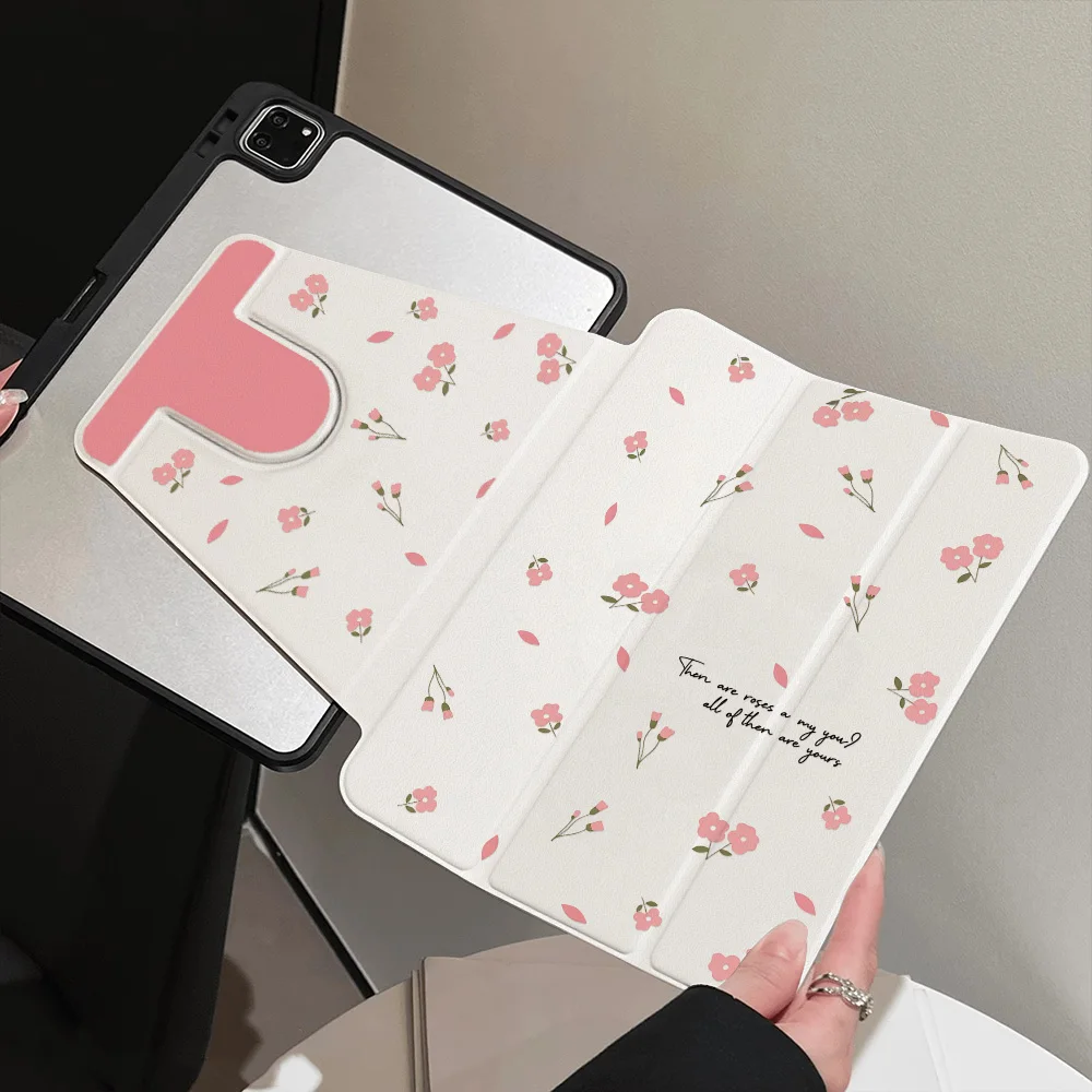 360° Pink Floret Girly Style Rotatable TriFold for Samsung Galaxy Tab S9 S10 FE A9 A11 S7 S8 Plus Painted Cover Tablet Scattered