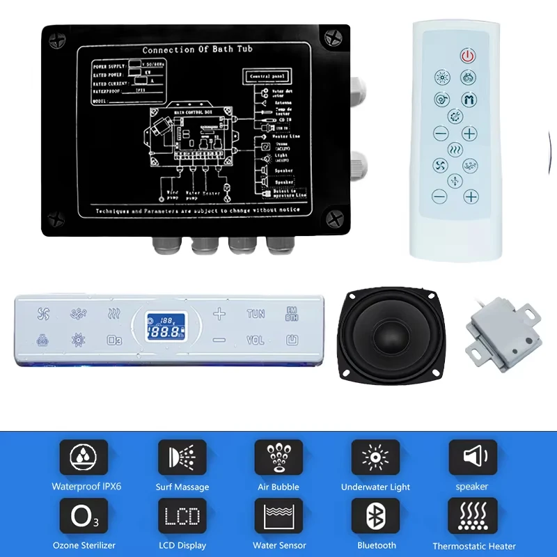 

Remote Control Digital Control Panel With LCD Screen Spa Combo Water Air Massage Bathtub whirlpool Controller Kits White Color