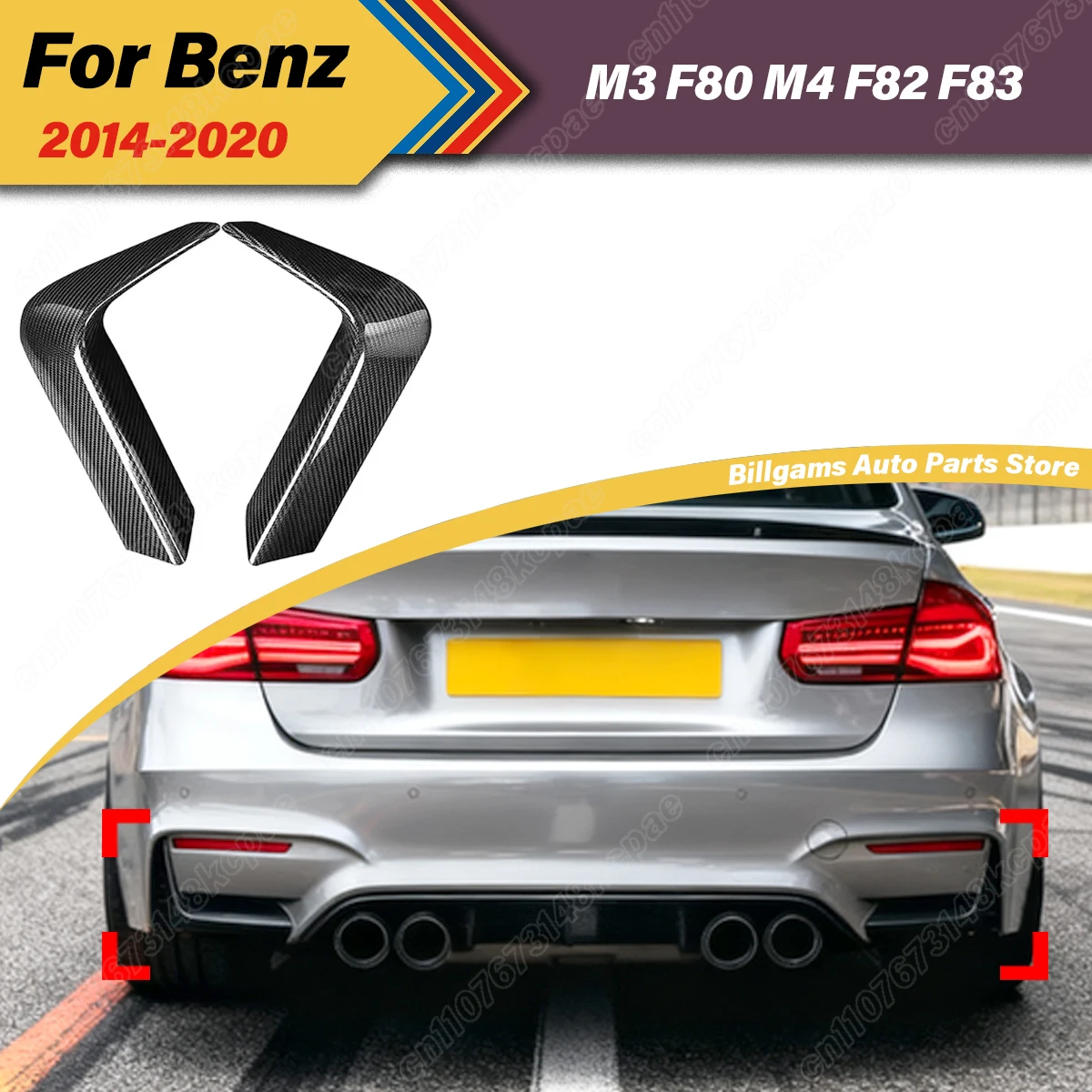 

For BMW M3 F80 M4 F82 F83 2014 2015 2016 2017 2018 2019 2020 Automobile Rear Bumper Splitter Lip Modification Decoration Kit