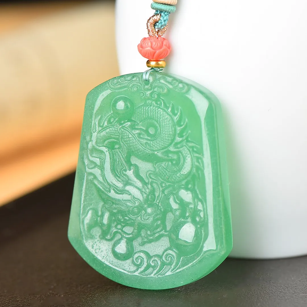 natural stone Fine Dongling Yulong pendant for men rope pendant for women  green jade necklace The dragon guards the amulet