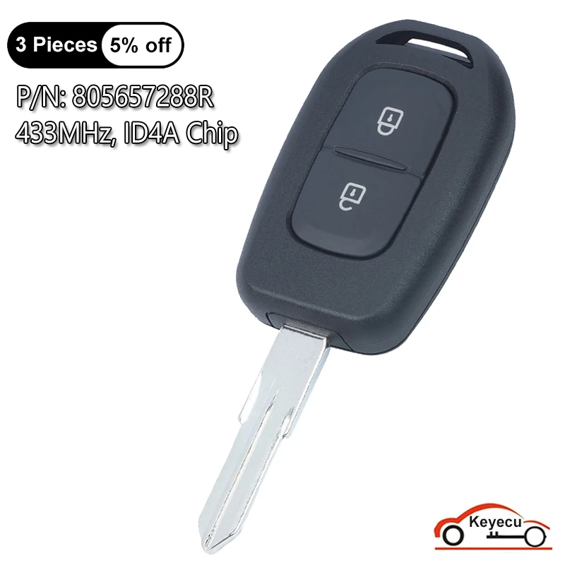 KEYECU 2 pulsanti 433MHz muslimatid4a Chip per Renault Sandero Logan Lodgy Dokker Dacia Duster Auto Remote Key Fob 805657288R