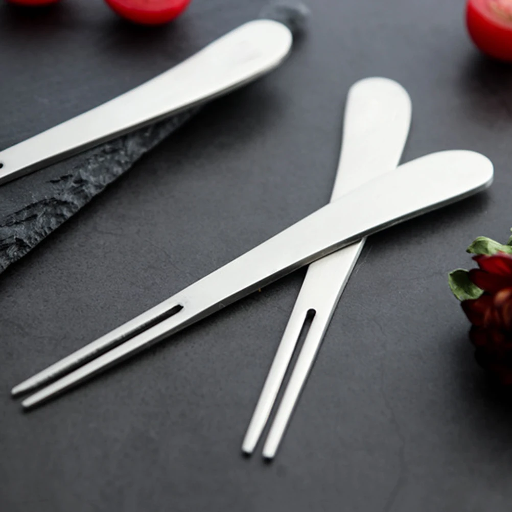 

3 PCS Fruit Fork Bar Accessories Stainless Steel Forks Dessert Party Food Picks Tasting