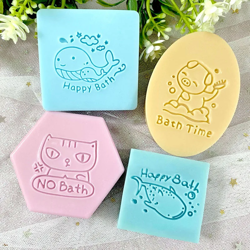 Soap Stamp Acrylic Transparent Stamp Handmade Soap Words Embossing Stamp Personality Cartton Animal  Resin Crafts Acrylic Chapte