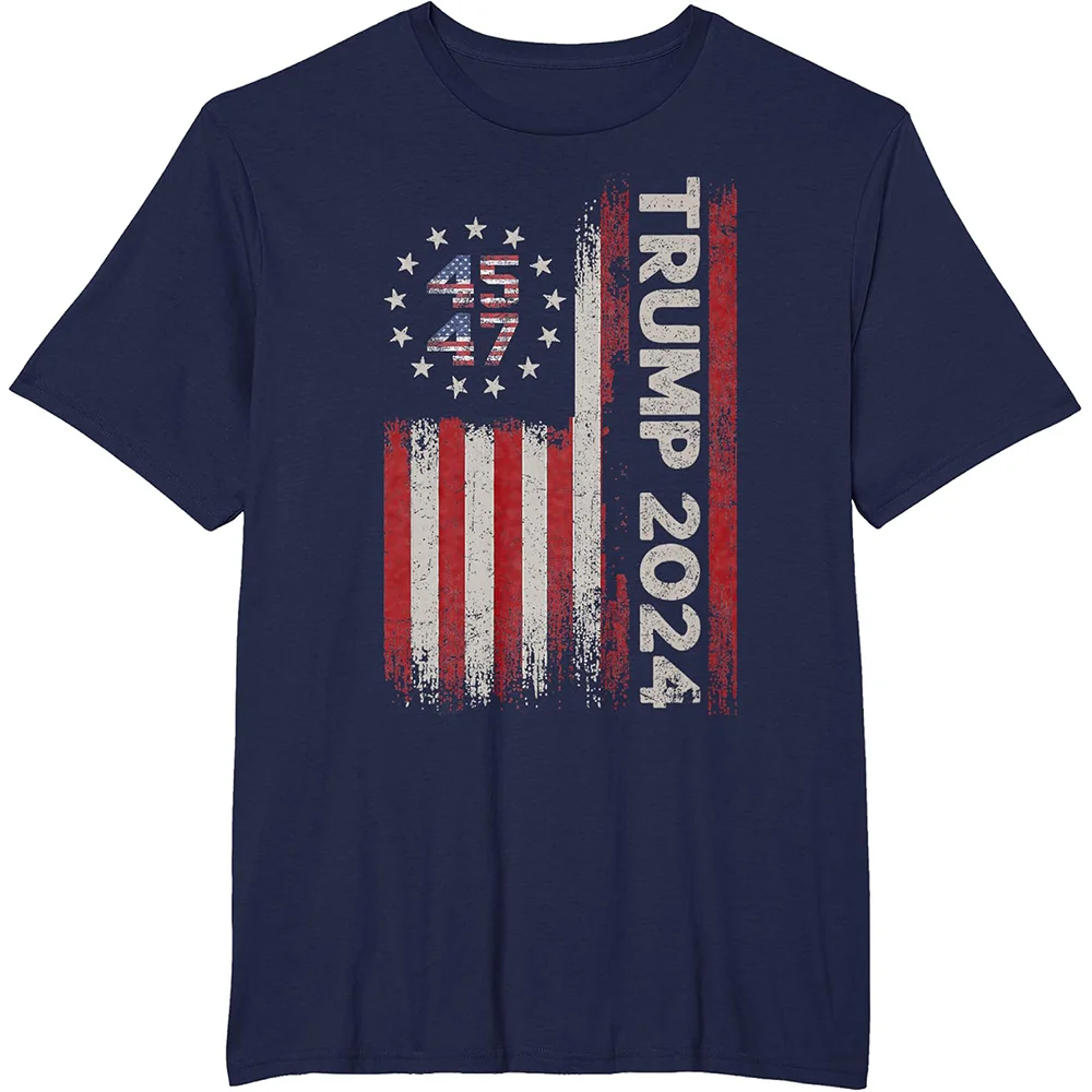 Trump 2024 T Shirt 45 47 President America Flag Graphic T Shirts Mens Clothing T-shirt Fashion Streetwear Casual Women Tops Tee