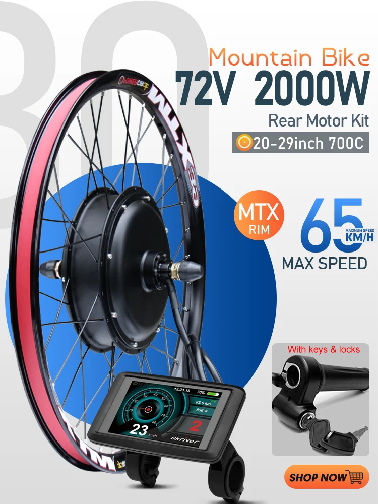 AliExpress KUNTENG E-BIKE MTX Rim Ebike Conversion Kit 72V 2000W Rear Rotate Brushless Hub Motor Wheel for Electric Bike Conversion Kit  20-29inch700C