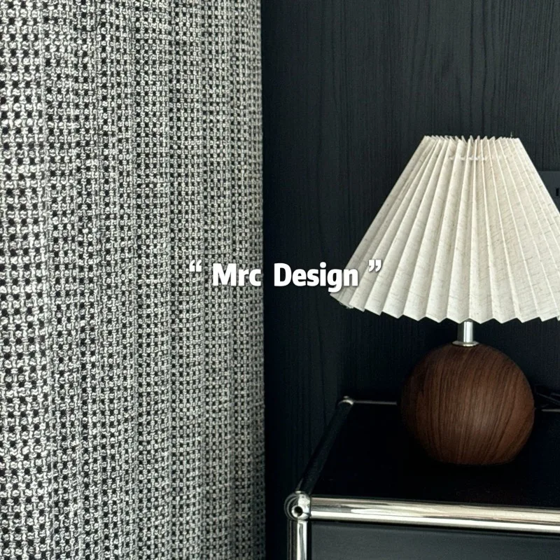 Custom Size Retro High-End Bedroom Living Room High Blackout Luxury Curtains Woven Texture Italian Minimalist Style Decor