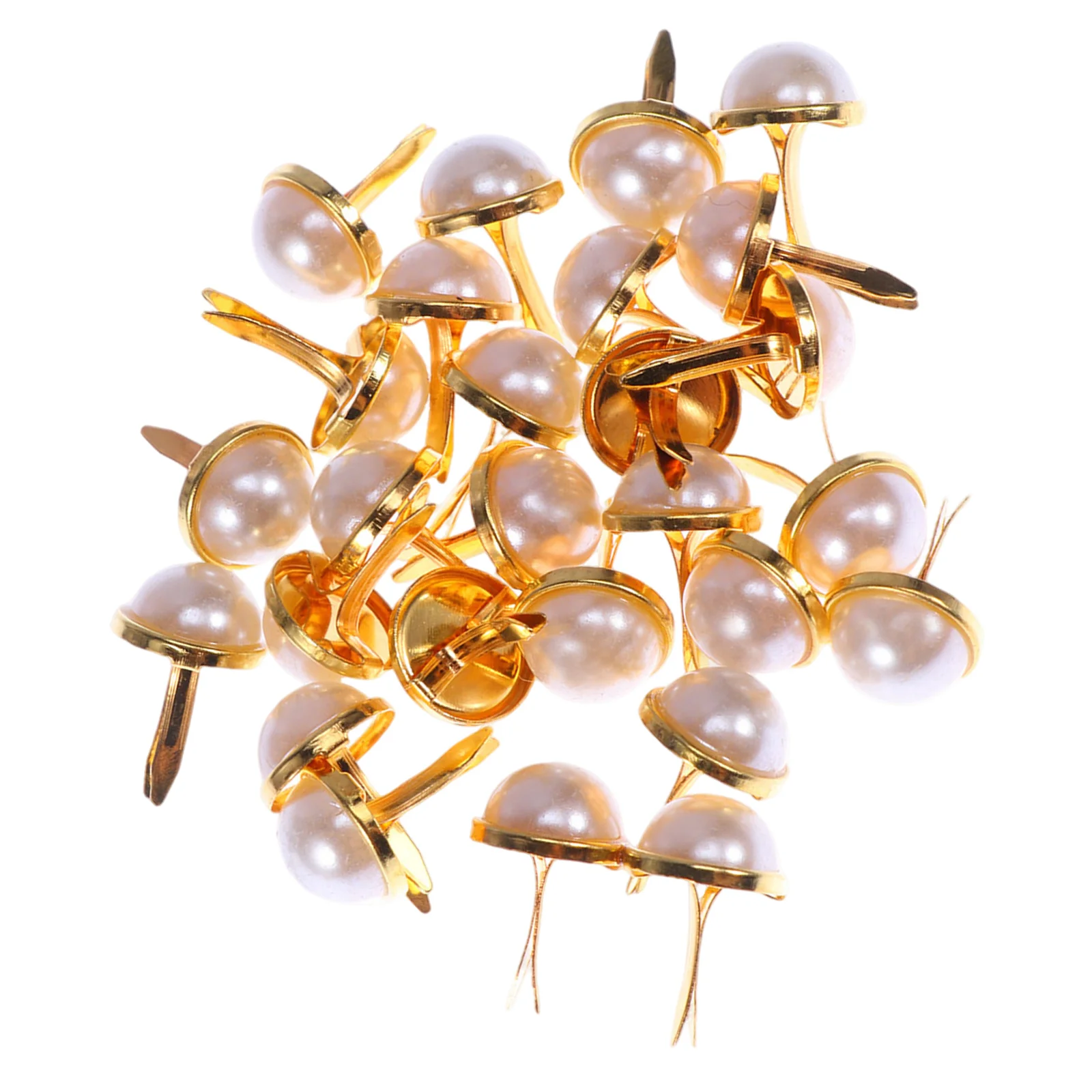 

120Pcs Golden Half Round Pearl Head Brads 12Mm Metal Embellishments for Crafting Scrapbooking DIY Projects Decorative Iron Brads