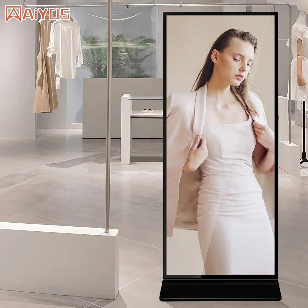 Fullscreen 70" 75" 85" 4K UHD LCD Advertising Smart Screen Kiosk Digital Signage Display For Indoor Screen Advertising Totem