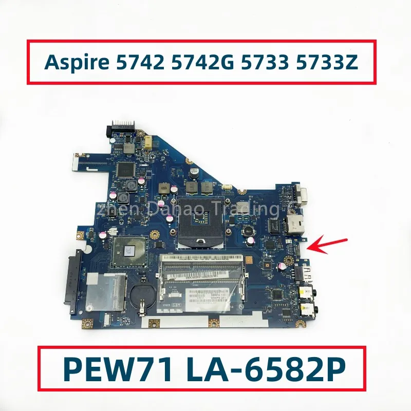 PEW71 LA-6582P For Acer Aspire 5742 5742G 5733 5733Z Laptop Motherboard With HDMI HM55 DDR3 MBRJW02001 MB.RJW02.001