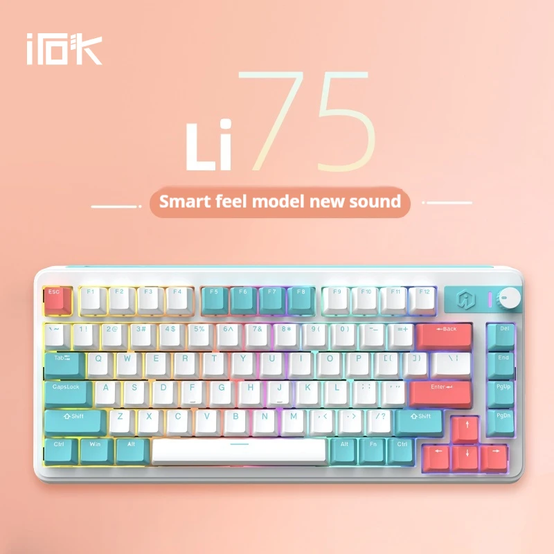 Irock Li75 Series Thri Mode Mechanical Keyboard Gasket Structure Hot Swappable Computer Peripherals Gaming Office Ergonomics