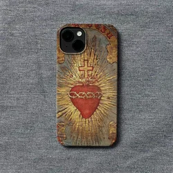 Creative INS Sacred Heart Apple & Thorn Chic Artistic Phone Case for iPhone 15 14 11 12 13 Pro Max Plus Back Cover