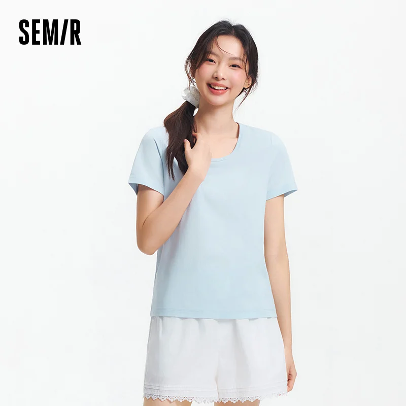 Semir Short Sleeve T-Shirt Women Moisture Wicking Antibacterial Minimalist Versatile 2025 New Summer Shoulder Fit Basic Top
