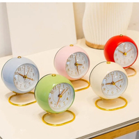 Vintage Premium Alarm Clock Metal Retro Style Bedside Clock Lamp Multi-color with Light Clock Decoration Ornaments Bedroom