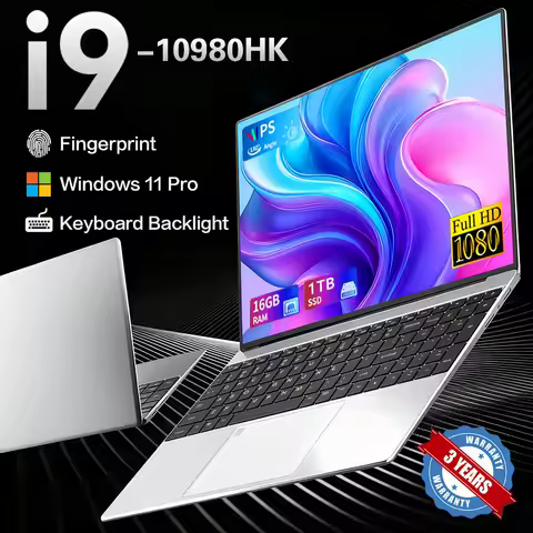 2026 Intel Core i9-10980HK Notebook Windows 11 Pro 15.6 inch Laptop 16GB RAM 1TB/2TB SSD Fingerprint UnIock Office Game Laptops