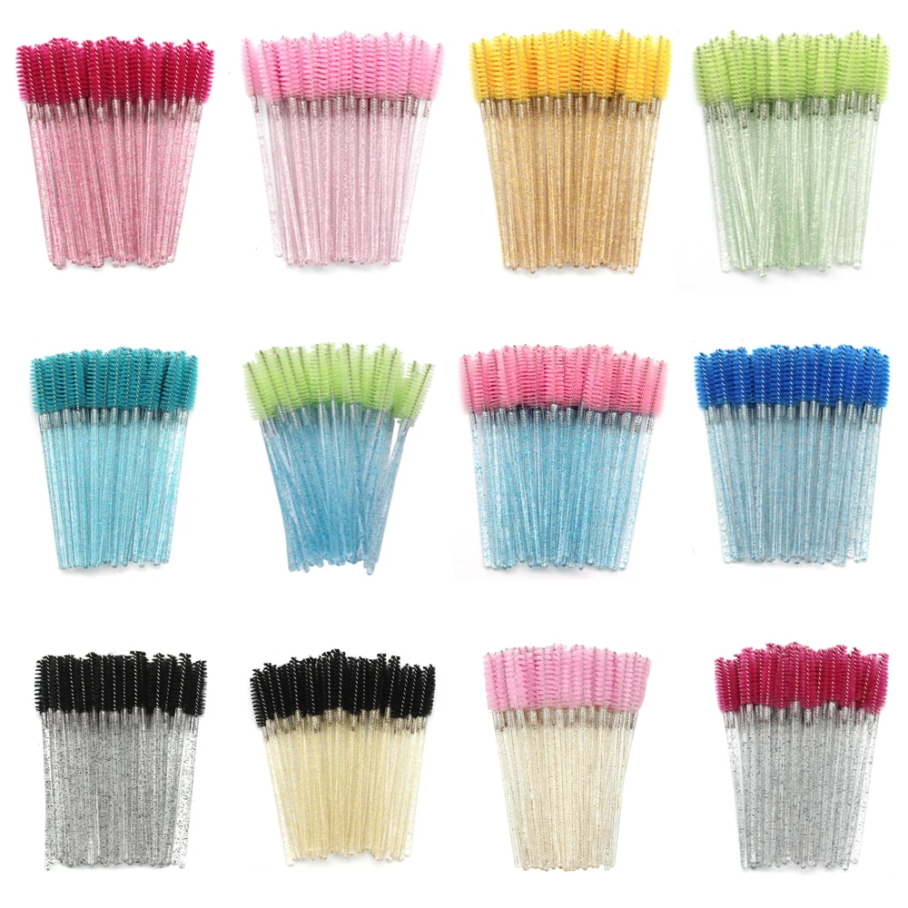 Brosse à cils jetable en cristal, peigne, Extension de cils, baguettes de Mascara, maquillage professionnel, outil de beauté, 50 pièces