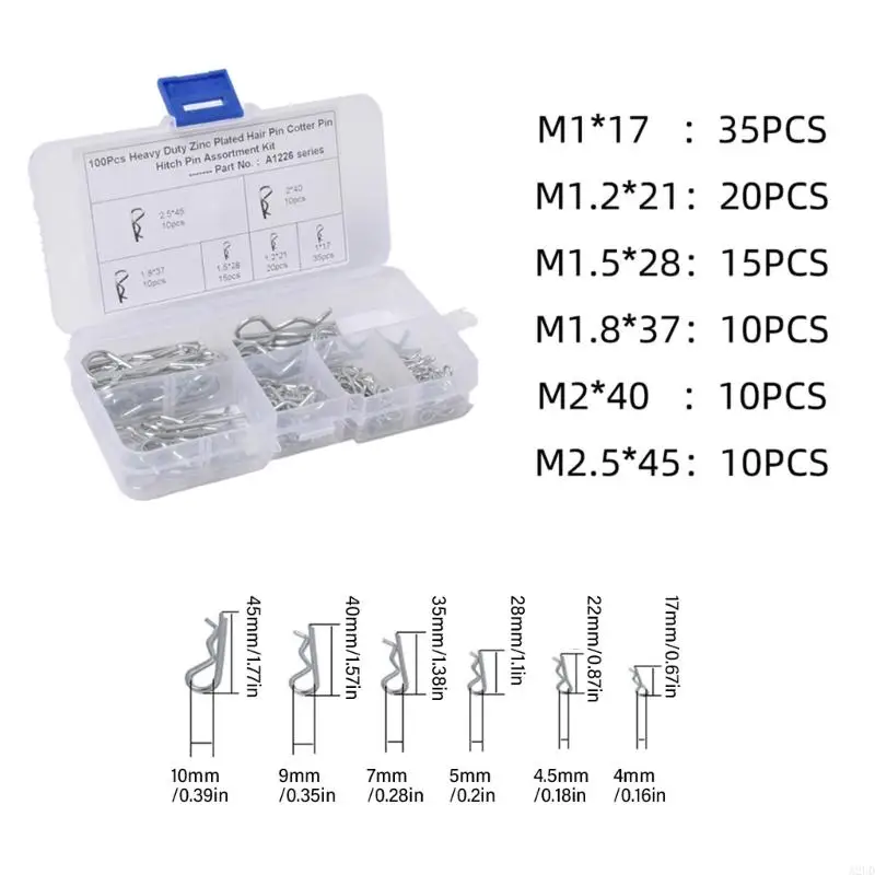 A2UD 100 stcs veerbevestigingen cotter pinnen liften pinnen haarpennen veerclip houden pennen voor garage, vrachtwagens,