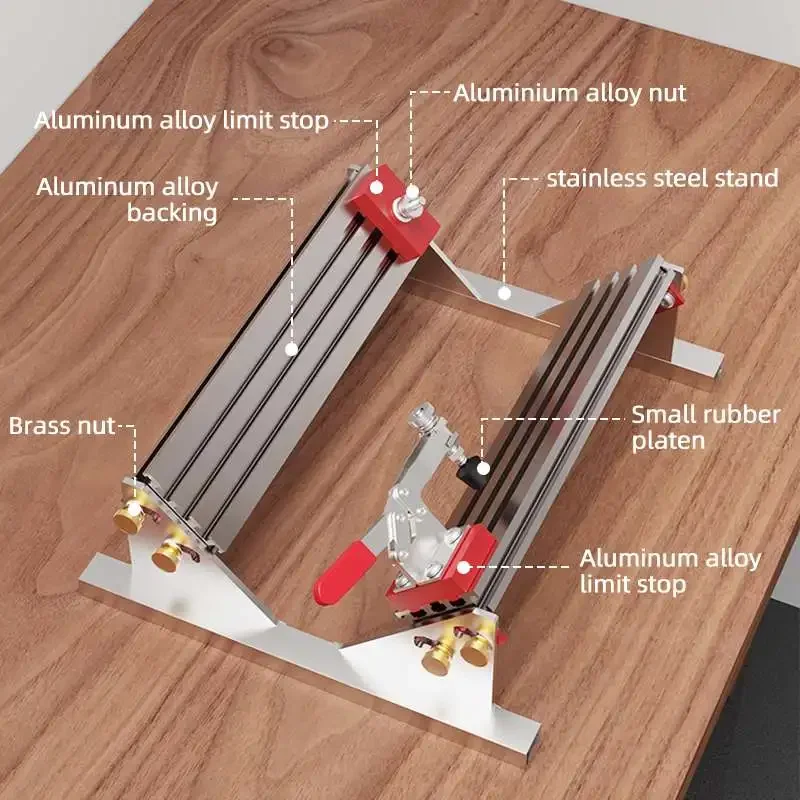 Adjustable Spline Jig for Table Saw & Router Table Aluminum Alloy 1/2 -16inch with 4 Molded Flip Stops Woodworking Clips