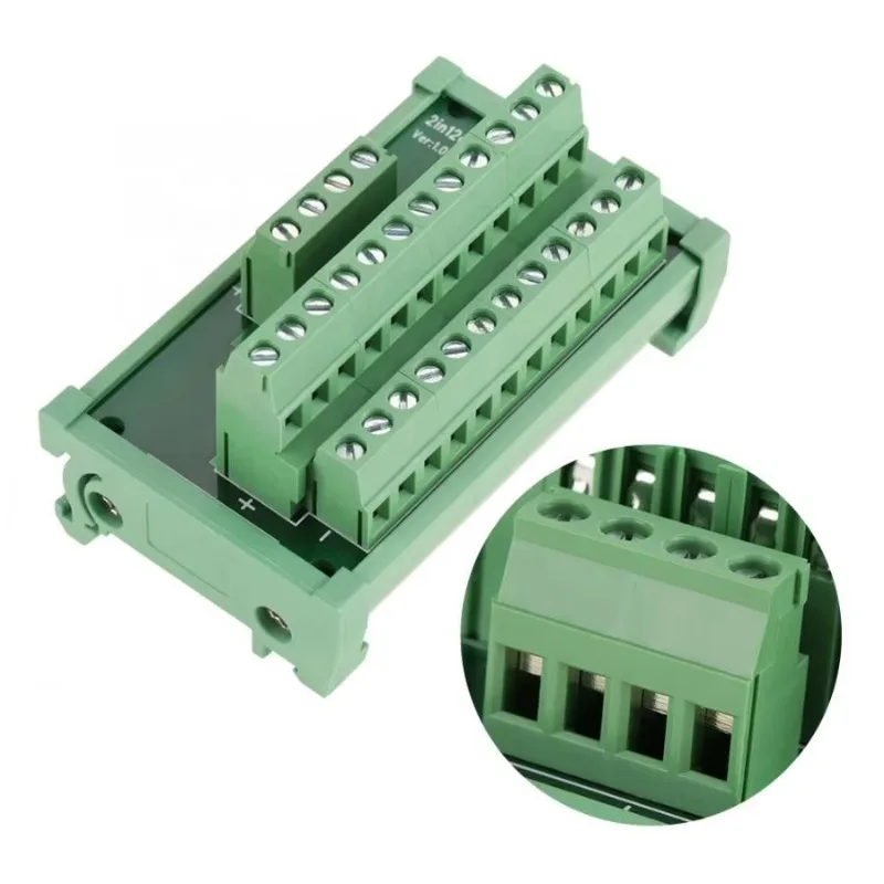 Terminal Blocks Distribution Module 12 Position Power DIN Mount  Board for width 35mm rails