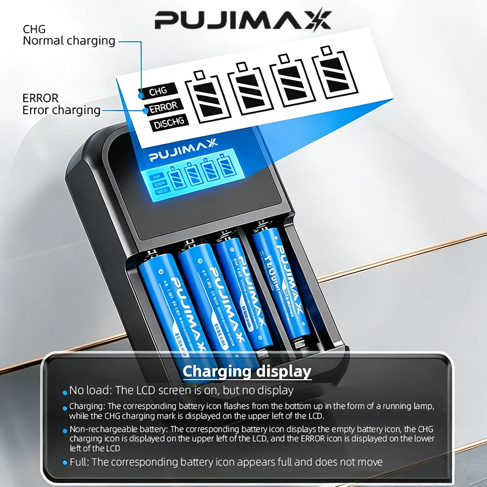 PUJIMAX Lithium-Ion Rechargeable Battery 1.5V AA 4255mWh AAA 1100mWh High-Capacity Battery For Remote Control Mouse Electric Toy