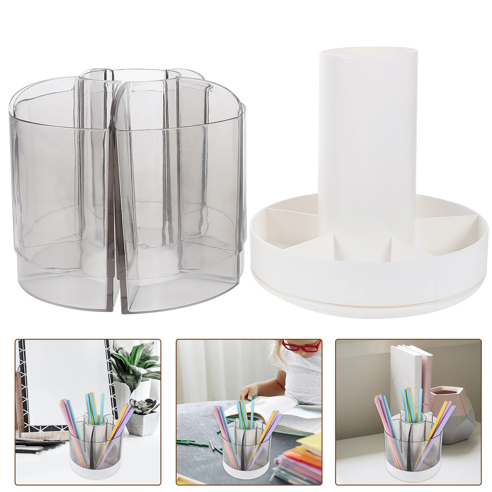 

Rotating Pencil Holder Desk Large Capacity Work Pots for Makeup Organizer Holders