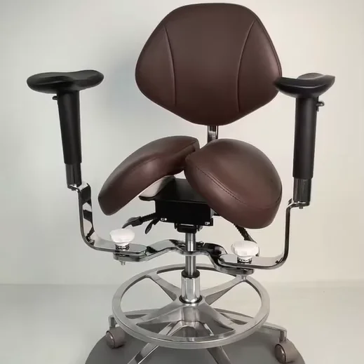Ergonomic Split Saddle Dental Chair Aluminum Alloy Height Adjustable Microscope Operating Stool