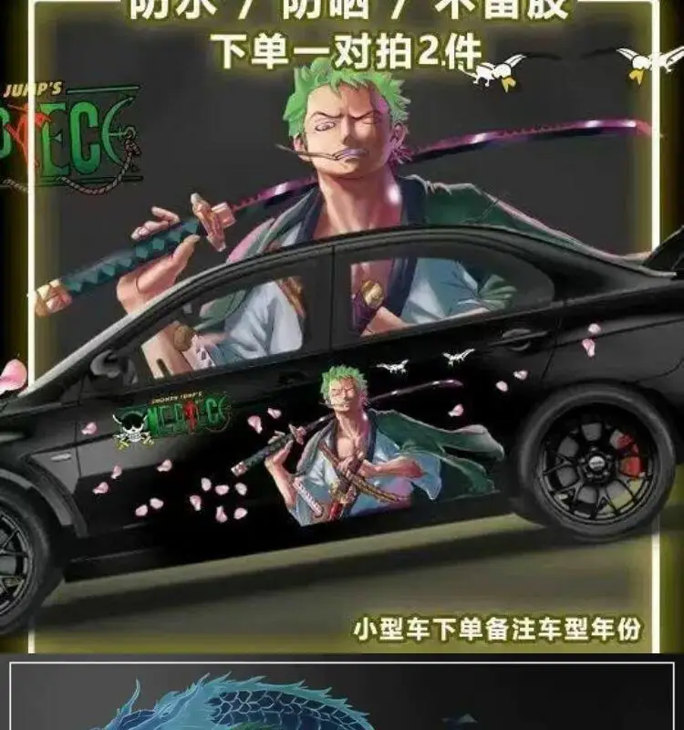 One Piece Sticker Car Body Decoration Car Film Sticker Monkey D. Luffy Anime Sticker Roronoa Zoro Scratch Blocking Holiday Gift - view 6