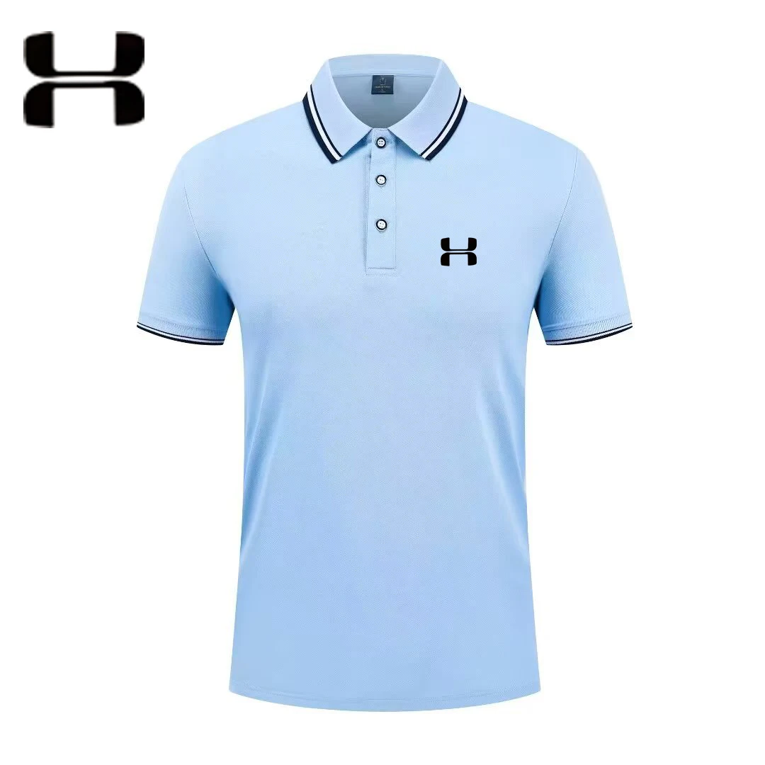 

Новая мужская футболка-поло 2026 года с коротким рукавом, принтом на воротнике, вентилируемая, для бизнеса и отдыха, удобная для занятий спортом, мужская одежда