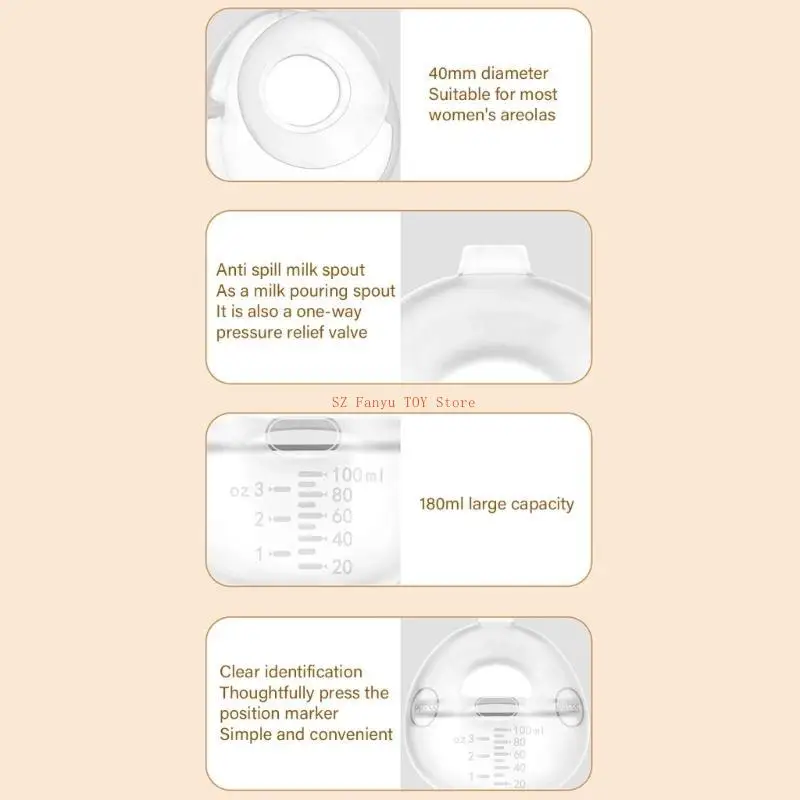 96GC حافظة حليب سيليكون سهلة التنظيف للرضاعة الطبيعية، مريحة ومضادة للتسرب، 100 مل #3