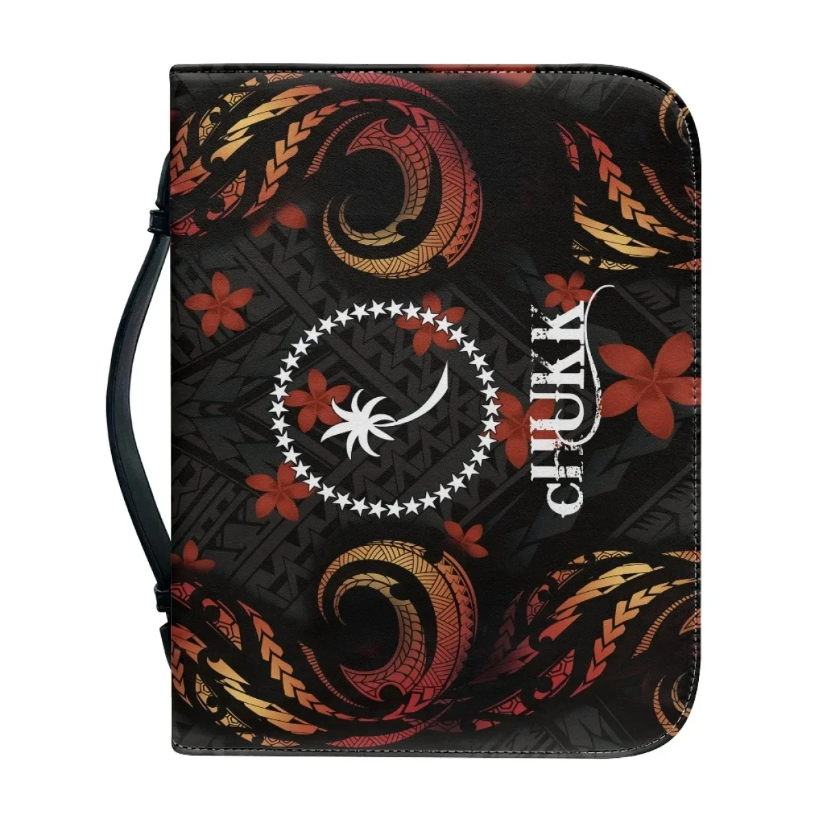 Bible Cover Case Fashion Polynesia Tribal Leather Handbags Female Zippered Handle Portable Church Bible Storage Print on Demand