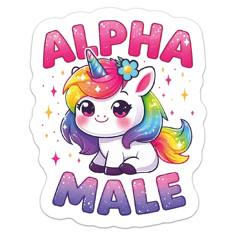 Sarcastic Style Alpha Male Unicorn Funny Vinyl Sticker Decal for Car Body and Travel Bag Exterior Decoration