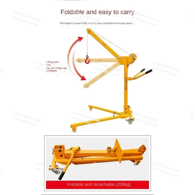 Grúa pequeña portátil móvil, grúa mano plegable, mini grúa eléctrica para coche doméstico