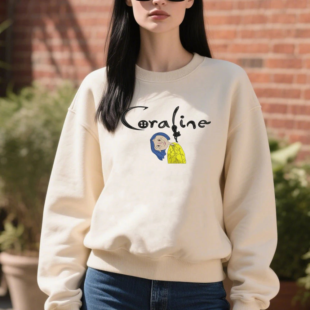Coraline Hoodie Anime Movie Creepy Cute Pullover Unisex Street Fashion Loose Long Sleeve Autumn and Winter Warm Round Neck