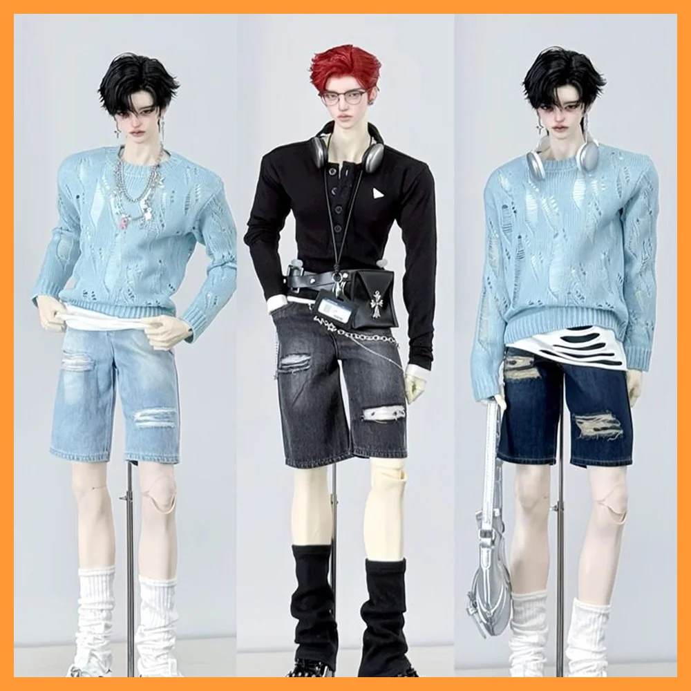 

【Only Clothes】Big Dolls Ripped Jeans Denim Shorts for Normal/Strong Uncle 70/73 75/77 Action FIgure Body Model Toys