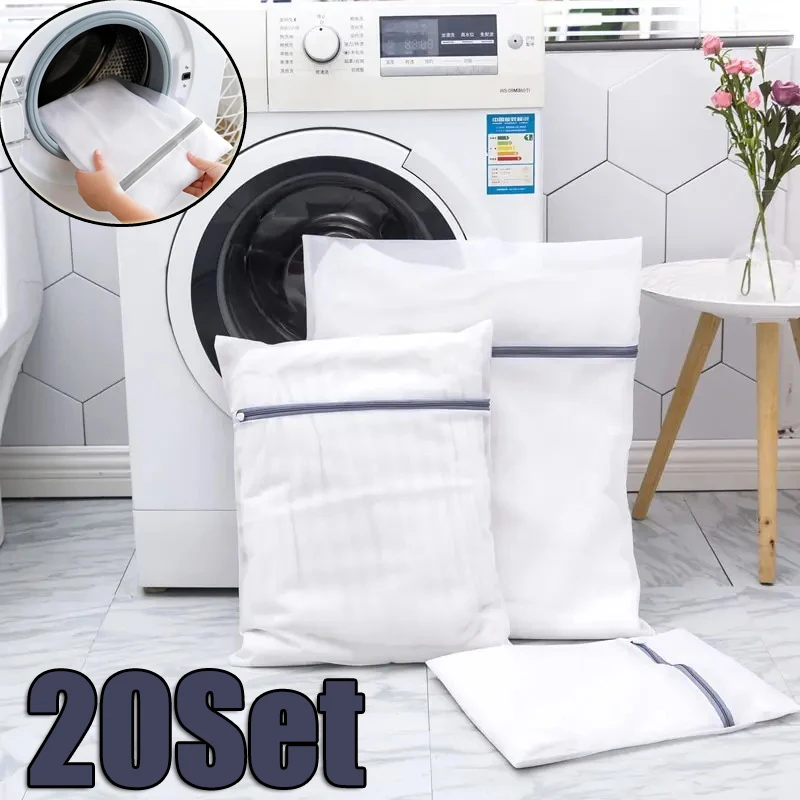 Zippered Mesh Laundry Bag Polyester Laundry Wash Bags Coarse Net Laundry Basket Laundry Bags for Washing Machines Mesh Bra Bag