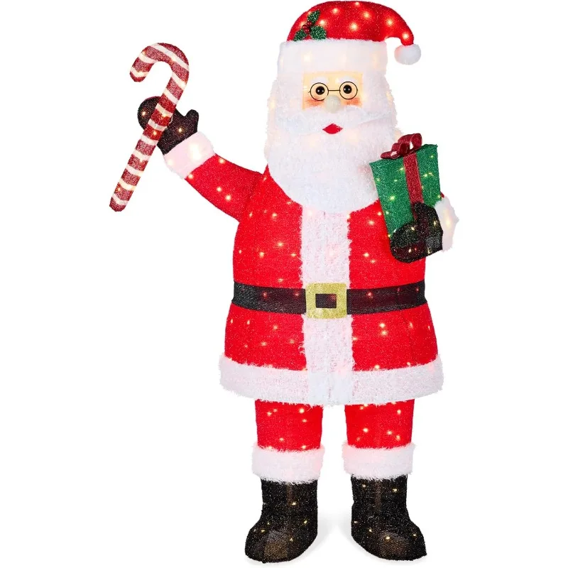 

Best Choice Products 5ft Lighted Pop-Up Santa, Large Outdoor Christmas Holiday Decoration w/ 250 LED Lights, Twinkling Candy Can
