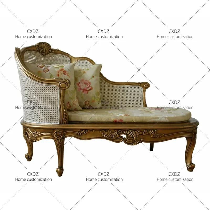 Solid Wood Chaise Lounge Daybed Rustic Recliner Sofa Studio Club Display Furniture