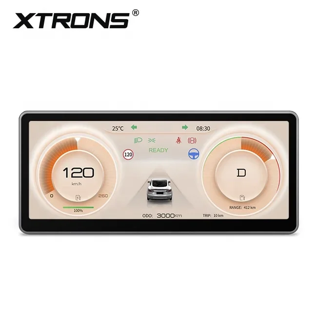 XTRONS 8.9 بوصة تعمل باللمس شاشة سيارة Linux OS أداة العنقودية فيديو السيارة مع نظام ملاحة GPS لـ tesla Model 3 Y