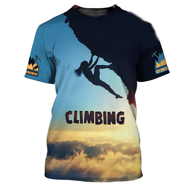 Fashion Rock Climbing Graphic T Shirts Summer Trend Short Sleeve 3D Printed Unisex Sports T-shirts Loose Quick Dry Outdoor Tees