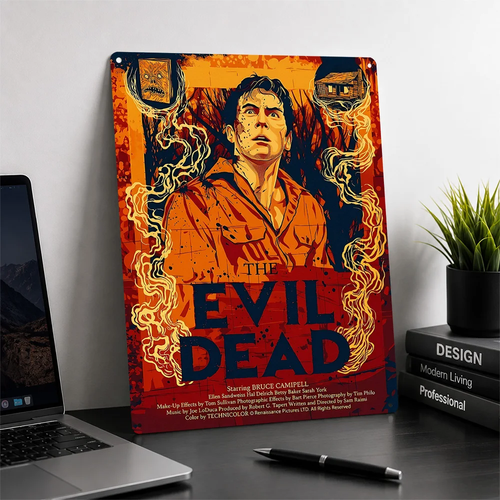 The Evil Dead Movie Personalized 3D Textured Metal Poster Wall Art Tinplate Sign for Bar Accessories Room Decorating Interior
