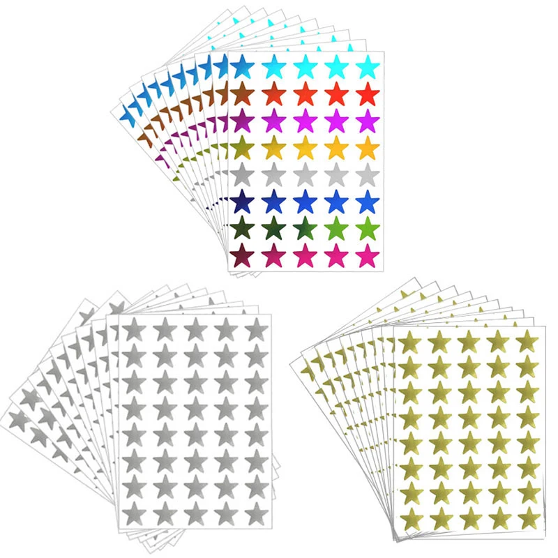 30 ورقة احباط نجمة معدنية ملصقات أورورا الفضة الذهب الملونة نقل ملصقات DIY بها بنفسك الشارات مكافأة السلوك الرسم البياني بريق التسمية #5