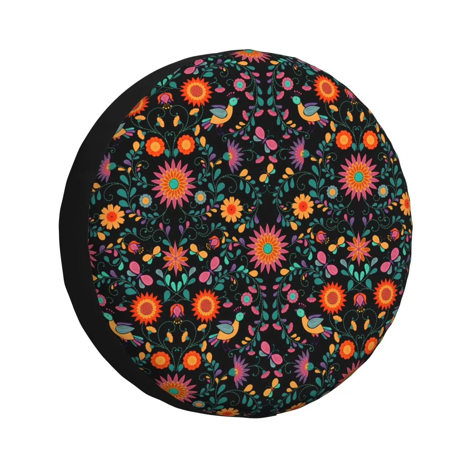

Mexican Floral Birds Spare Tire Cover Waterproof Dustproof UV Sun Protector for SUV Truck